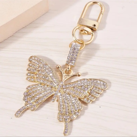 Accessories - 1pc Shiny Rhinestone Butterfly Keychain Cute Animal Alloy Key Chain Ring Bag